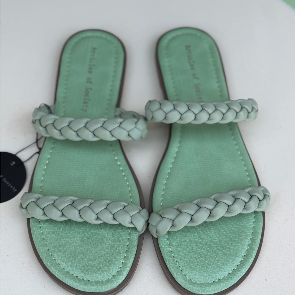 NWT Articles Of Society Braided Mint Seafoam Green Size 11 Slide Sandals Shoes